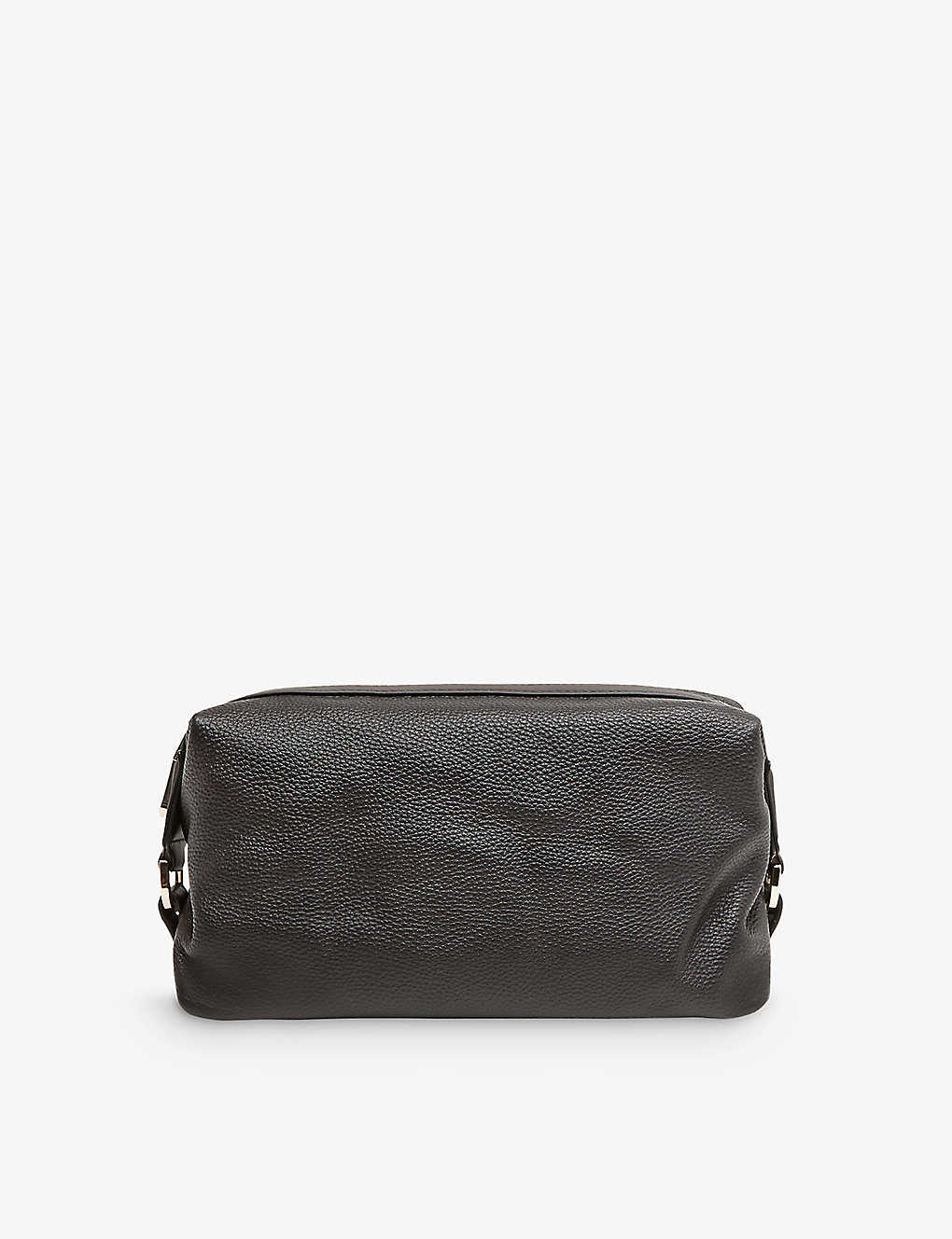 Reiss Mens Chocolate Cole Textured Leather Wash Bag