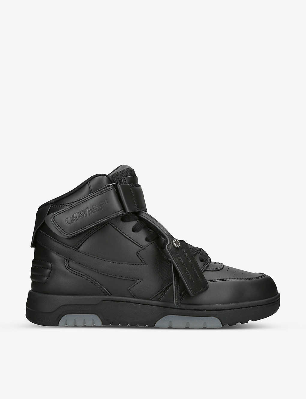 Off-white Ooo Mid-top Leather Trainers In Black