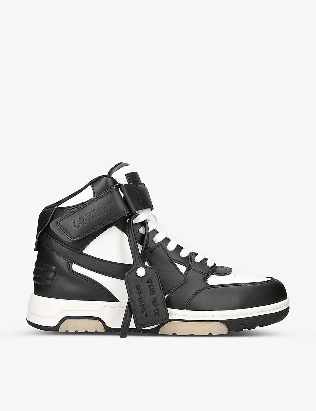 Shop Off-white C/o Virgil Abloh Blk/white Out Of Office Leather Mid-top Trainers In Black