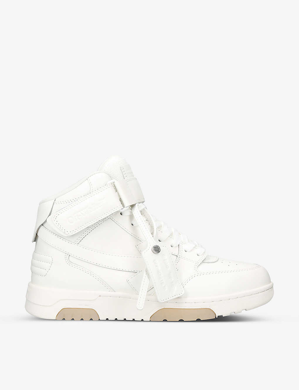 Off-white Out Of Office Arrow-embroidered Leather Mid-top Trainers In White