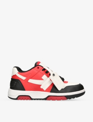 OFF-WHITE C/O VIRGIL ABLOH: Out of Office arrow-embroidered leather low-top trainers