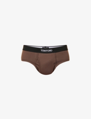 Tom Ford Logo Cotton Briefs In Nude 8