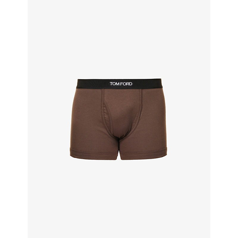 TOM FORD TOM FORD MEN'S NUDE 8 CONTRAST LOGO WAISTBAND STRETCH-COTTON BOXERS,63713122