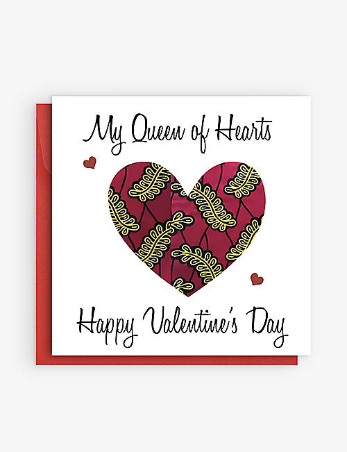 AFROTOUCH DESIGN: Queen Of Hearts greetings card 15cm x 15cm