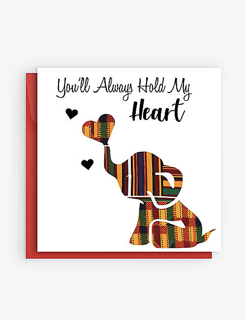 AFROTOUCH DESIGN: Hold My Heart Valentine's Day card 15cm x 15cm
