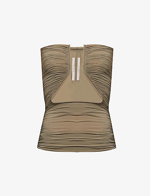 RICK OWENS: Prong cut-out sleeveless stretch-woven top