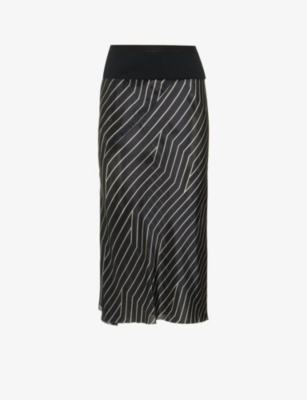 Rick Owens Multi-way Stripe Midi Skirt In Black/pearl