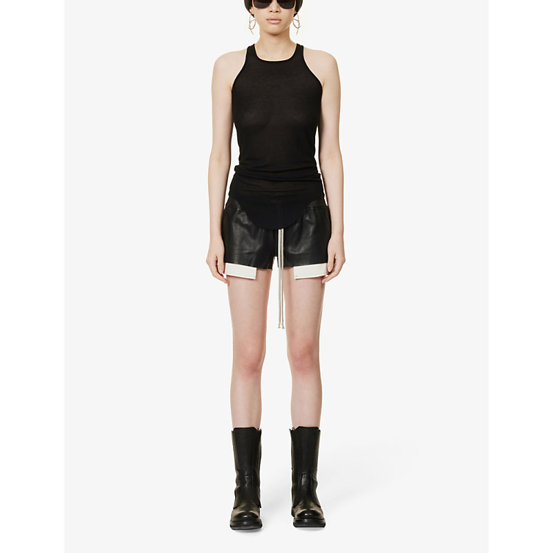 Shop Rick Owens Basic Ribbed-texture Woven Vest In Black