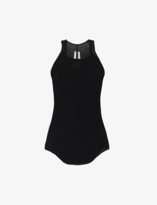 Rick Owens Womens Black Basic Ribbed-texture Woven Waistcoat