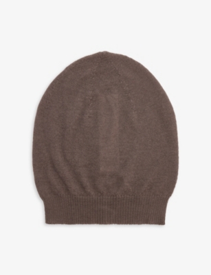 Rick Owens Womens Dust Relaxed-fit Ribbed Cashmere Beanie Hat