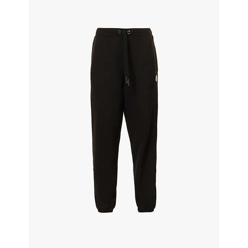 Moncler Womens Black Logo-embroidered Tapered Cotton Jogging Bottoms