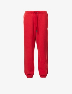 MONCLER MONCLER WOMEN'S RED LOGO-EMBROIDERED TAPERED COTTON JOGGING BOTTOMS,63723367