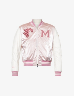 Moncler Pressy Satin Bomber Jacket In Medium Pink