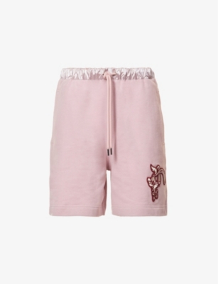 MONCLER EMBROIDERED MID-RISE COTTON-JERSEY SHORTS,63723671