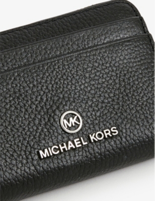 Shop Michael Michael Kors Black Jet Set Charm Pebbled Leather Card Holder