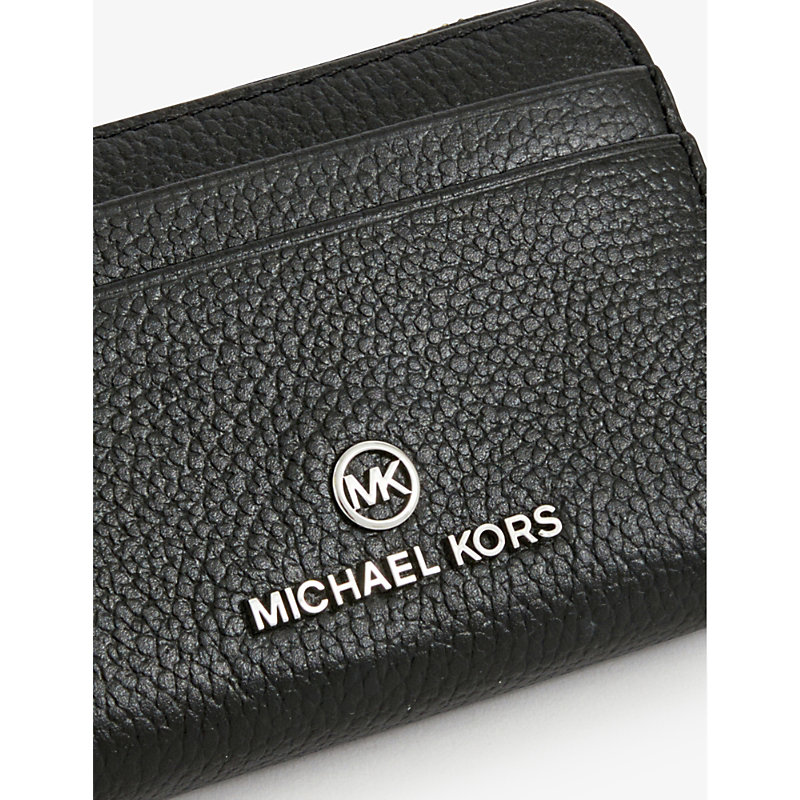 Shop Michael Michael Kors Black Jet Set Charm Pebbled Leather Card Holder