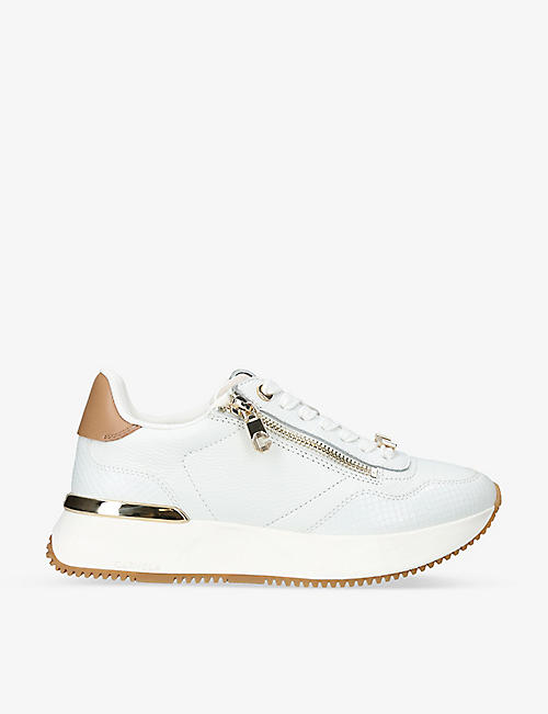 CARVELA: Flare zip-embellished leather low-top trainers