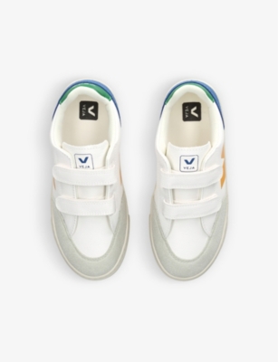 Shop Veja Girls Blue Other Kids V 12 Logo-print Leather And Suede Trainers 2-5 Years