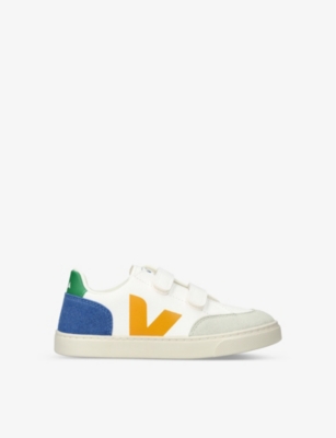 Veja Girls Blue Other Kids V 12 Logo-print Leather And Suede Trainers 2-5 Years
