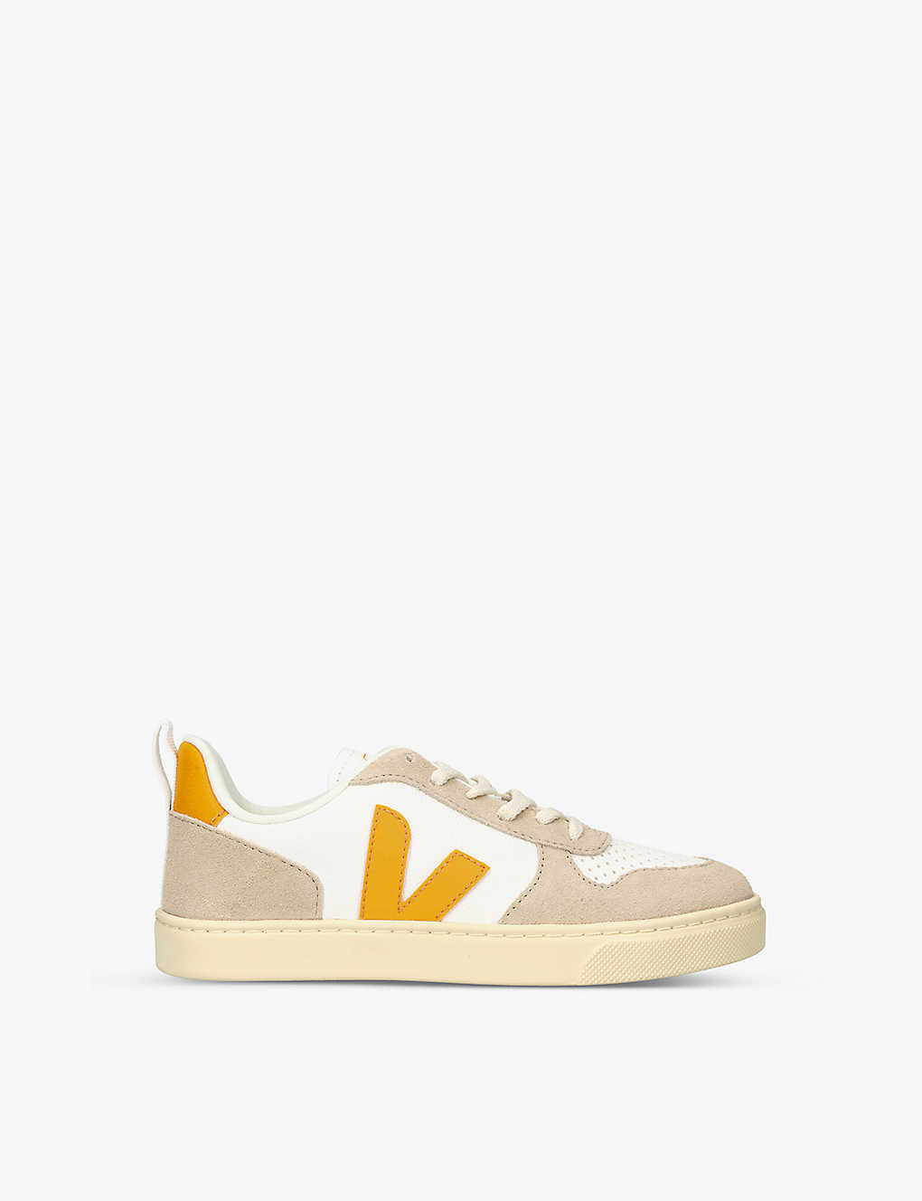 VEJA VEJA GIRLS BEIGE OTH KIDS V 10 LOGO-PATCH LEATHER AND SUEDE TRAINERS 6-9 YEARS,63729284
