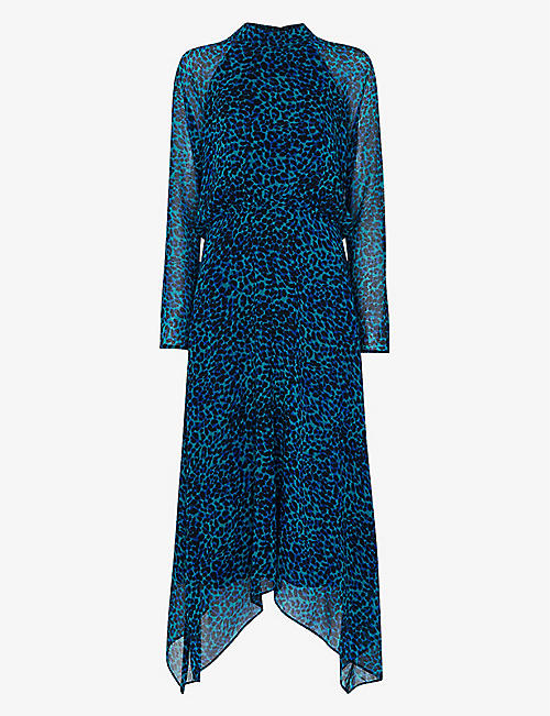 WHISTLES: Carlotta leopard-print recycled-polyester midi dress