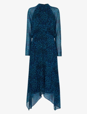 Whistles Womens Carlotta Leopard-print Recycled-polyester Midi Dress