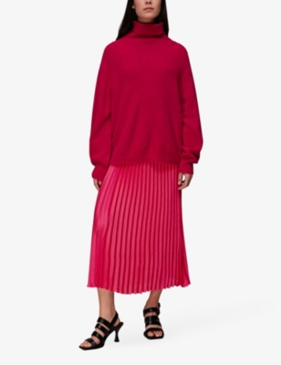 Katie pleated stretch-woven midi skirt