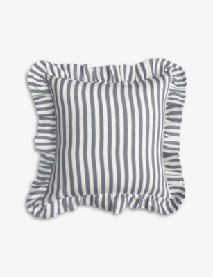 AMUSE LA BOUCHE: Stripe-print scalloped-edge linen cushion cover 45cm x 45cm