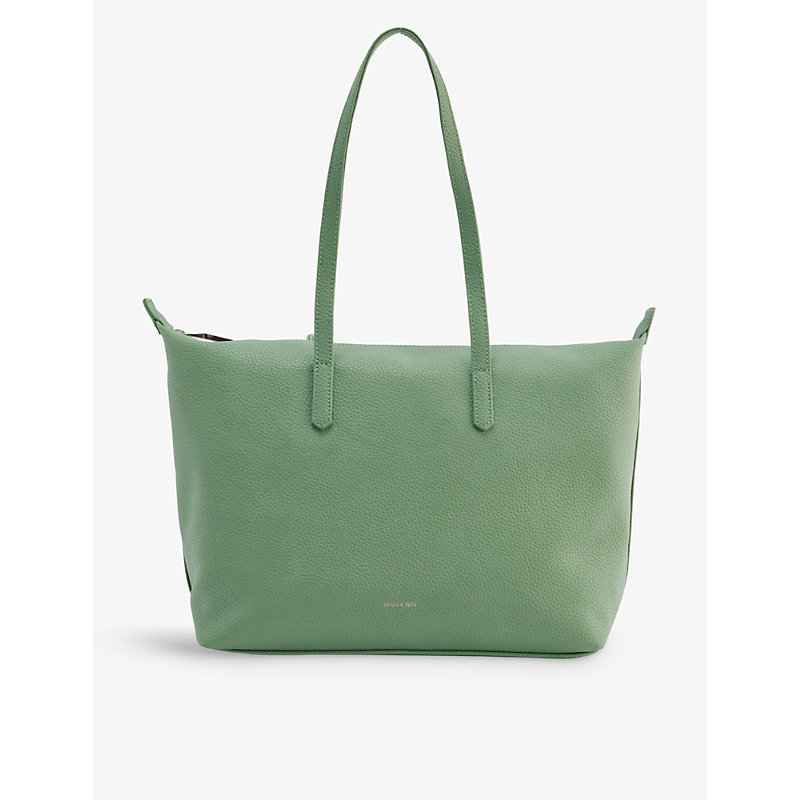 Matt & Nat Womens Herb Abbi Logo-embossed Faux-leather Tote Bag In Green