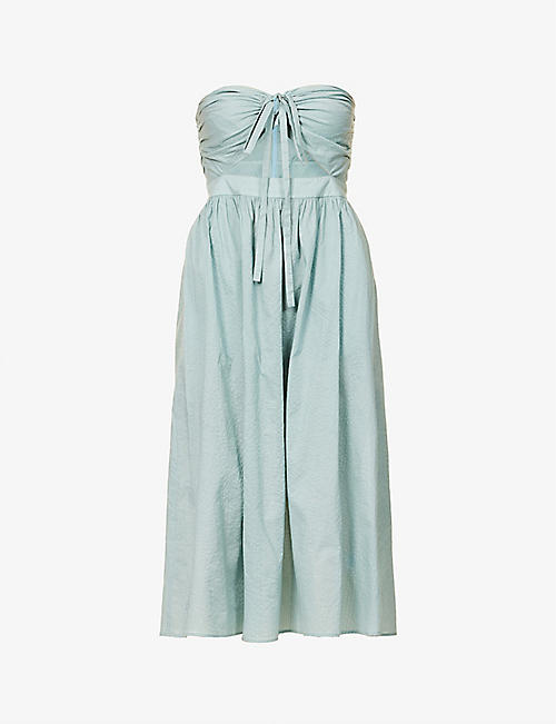 MARYSIA: Limone strapless cotton midi dress