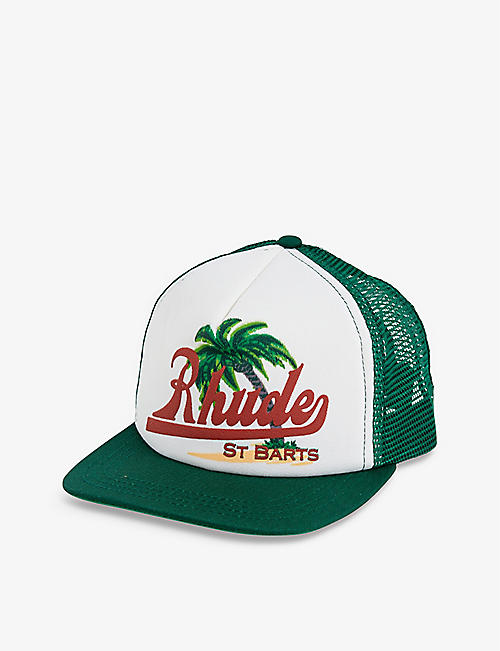 RHUDE: Palms St. Barts logo-embellished woven cap