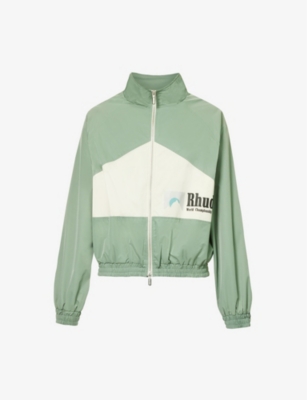 RHUDE SENNA FLIGHT BRAND-PRINT BOXY-FIT SHELL JACKET,63741279