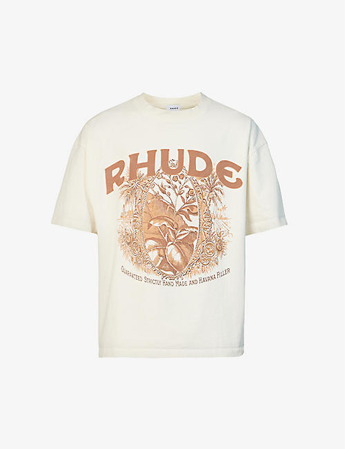 RHUDE: Cigaro graphic-print cotton-jersey T-shirt