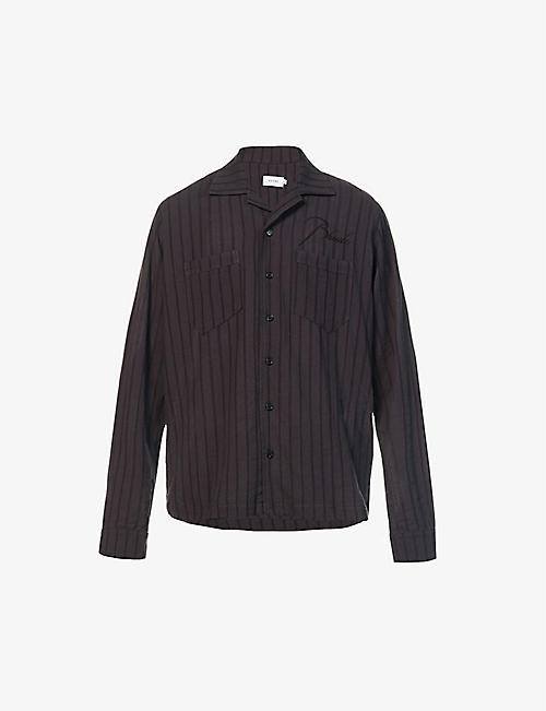 RHUDE: Slate striped cotton shirt