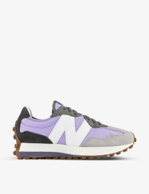 NEW BALANCE: 327 brand-patch suede and mesh mid-top trainers