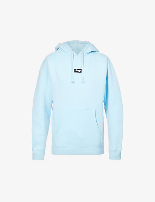 OBEY: Kangaroo-pocket embroidered brand-patch cotton-blend hoody