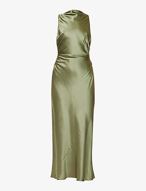 REFORMATION: Casette cowl-neck silk midi dress