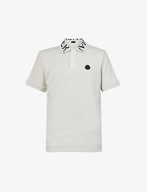 MONCLER: Branded-collar cotton-piqué polo shirt