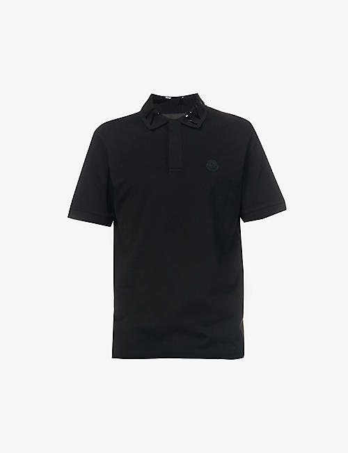 MONCLER: Brand-badge ribbed-trim regular-fit cotton-piqué polo shirt