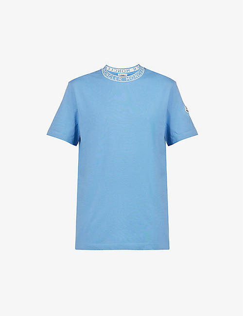 MONCLER: Brand-patch crewneck cotton-jersey T-shirt