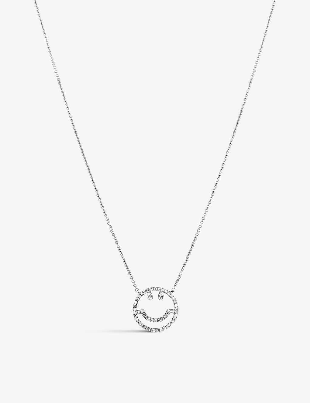Roxanne First Womens White Gold Have A Nice Day 14ct White-gold And 0.17ct Diamond Necklace