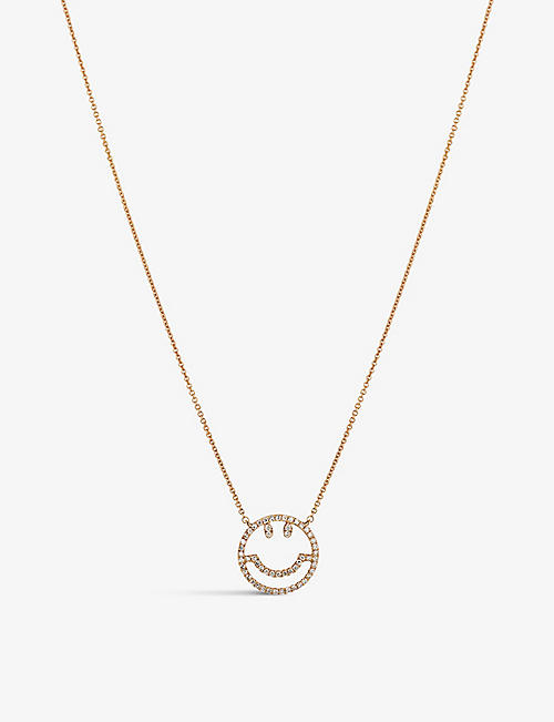 ROXANNE FIRST: Have a Nice Day 14ct rose-gold and 0.17ct diamond necklace