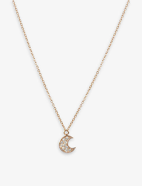ROXANNE FIRST: Moon 14ct yellow-gold and 0.04ct white-diamond necklace