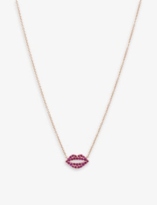 ROXANNE FIRST: Scarlett Kiss 14ct rose-gold and 0.35ct pink-sapphire necklace