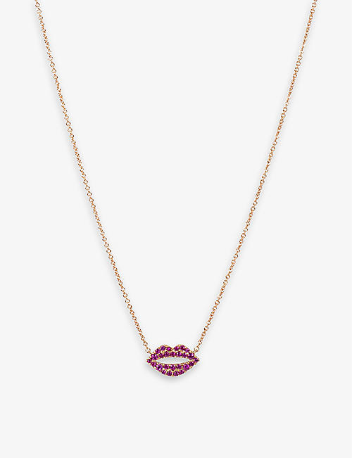ROXANNE FIRST: Scarlett Kiss 14ct rose-gold and 0.35ct pink-sapphire necklace