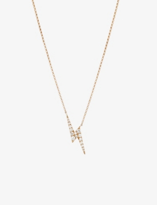 ROXANNE FIRST: Harry's Lightening Bolt 14ct yellow-gold and 0.25 diamond pendant necklace