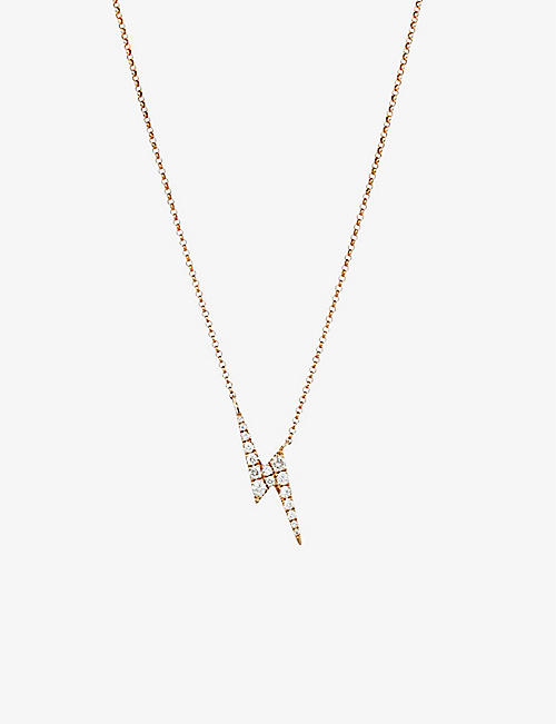 ROXANNE FIRST: Harry's Lightening Bolt 14ct yellow-gold and 0.25 diamond pendant necklace