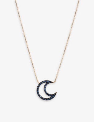 Roxanne First Womens Rose Gold Once In A Blue Moon 14ct Rose-gold And 0.14ct Sapphire Necklace