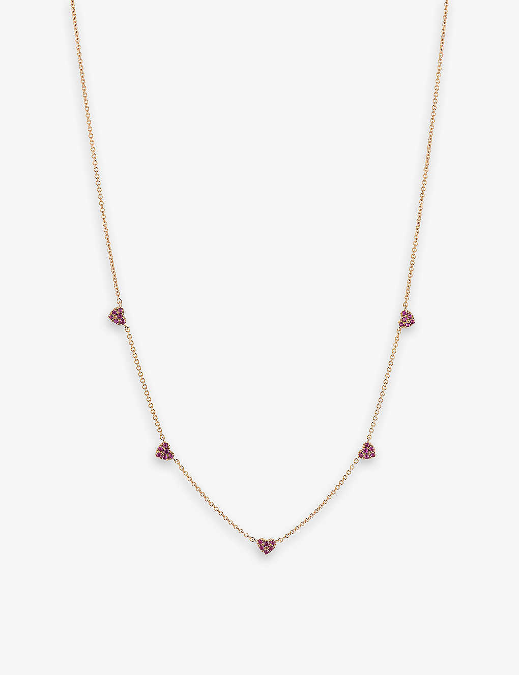 Roxanne First Womens Rose Gold Diddy Heart 14ct Rose-gold And 0.21ct Pink-sapphire Necklace
