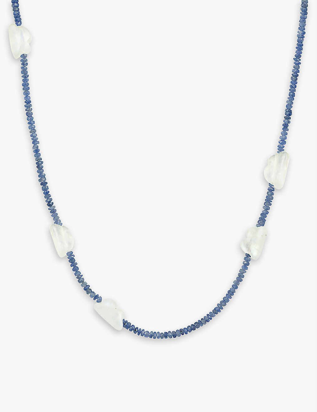 Roxanne First Womens Yellow Gold The True Blue Sky Blue Sapphire And Moonstone Necklace